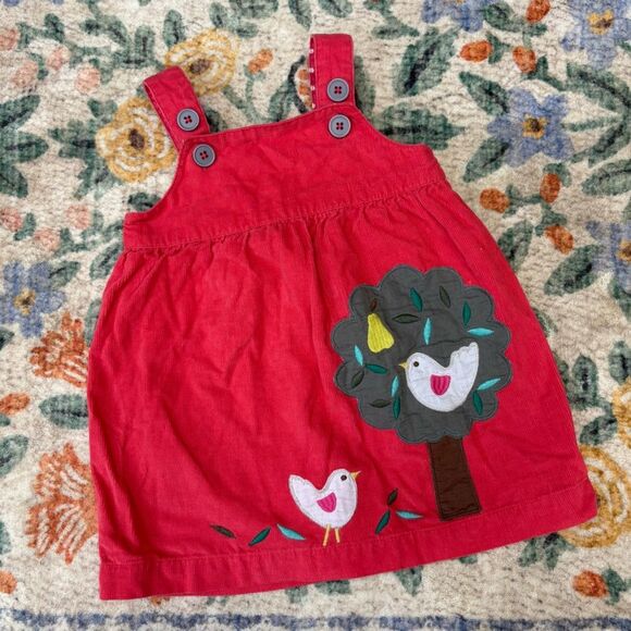 Baby Boden Pink Corduroy Dress W/ Embroidered Birds 6 to 12 Months - Picture 1 of 5